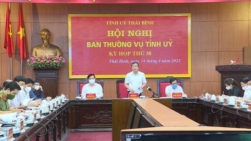 Ông Ngô Đông Hải, Ủy viên Trung ương Đảng, Bí thư Tỉnh ủy Thái Bình phát biểu tại hội nghị.