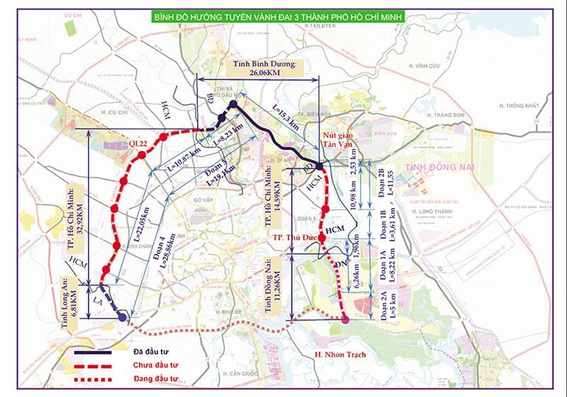 Bình đồ hướng tuyến vành đai 3 TP.HCM