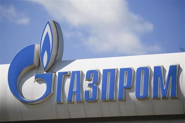 Biểu tượng của Tập đoàn năng lượng Gazprom. (Ảnh: THX/TTXVN)