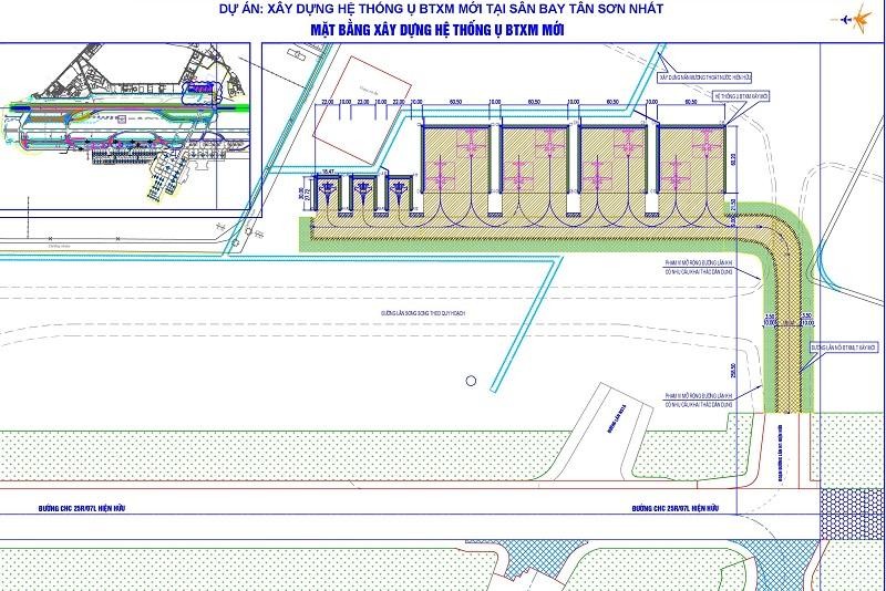 Mặt bằng xây dựng các ụ bê tông xi măng mới tại sân bay Tân Sơn Nhất.