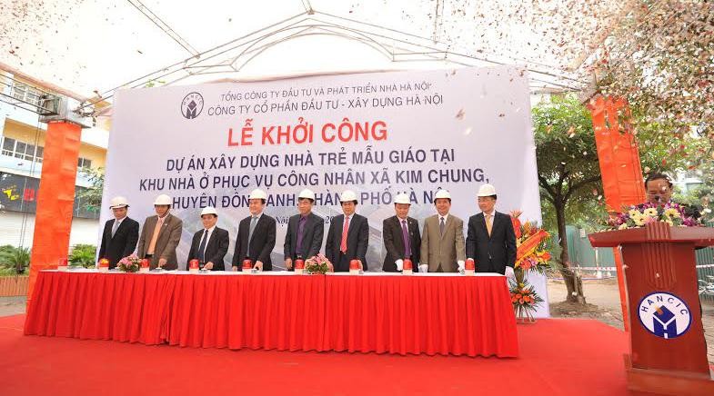 Lễ khởi công Dự án xây dựng Nhà, mẫu giáo thuộc Khu nhà ở công nhân tại xã Kim Chung, huyện Đông Anh hồi tháng 3/2022.