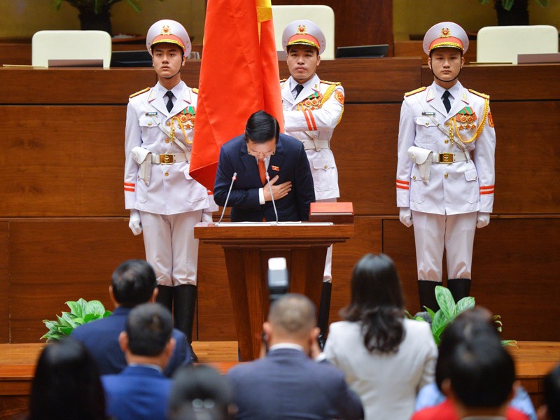 Tân Chủ tịch nước Võ Văn Thưởng trong lễ tuyên thệ nhậm chức.