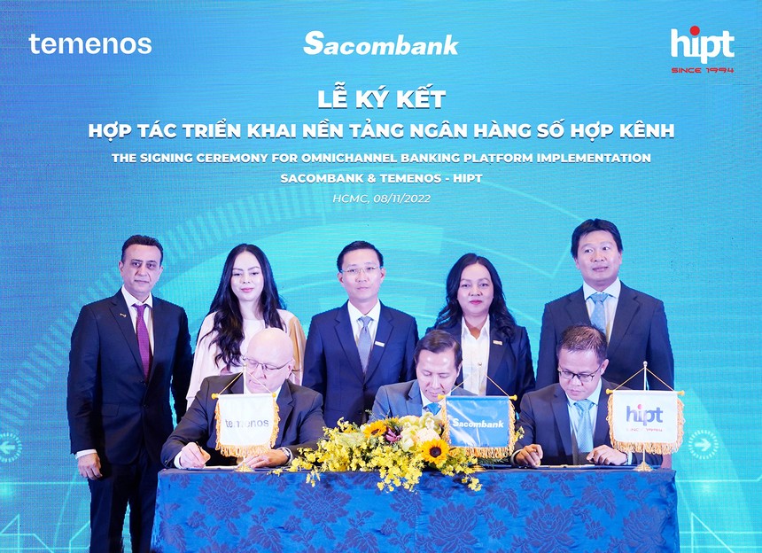 Tháng 11/2022, Sacombank đã ký kết hợp tác với liên danh Temenos - HiPT triển khai nền tảng ngân hàng hợp kênh (Omnichannel)