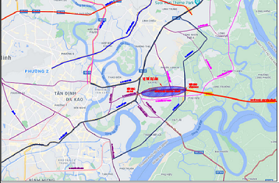 Vị trí xây dựng Dự án mở rộng đường cao tốc TP.HCM - Long Thành - Dầu Giây, đoạn từ nút giao An Phú đến đường vành đai 2.