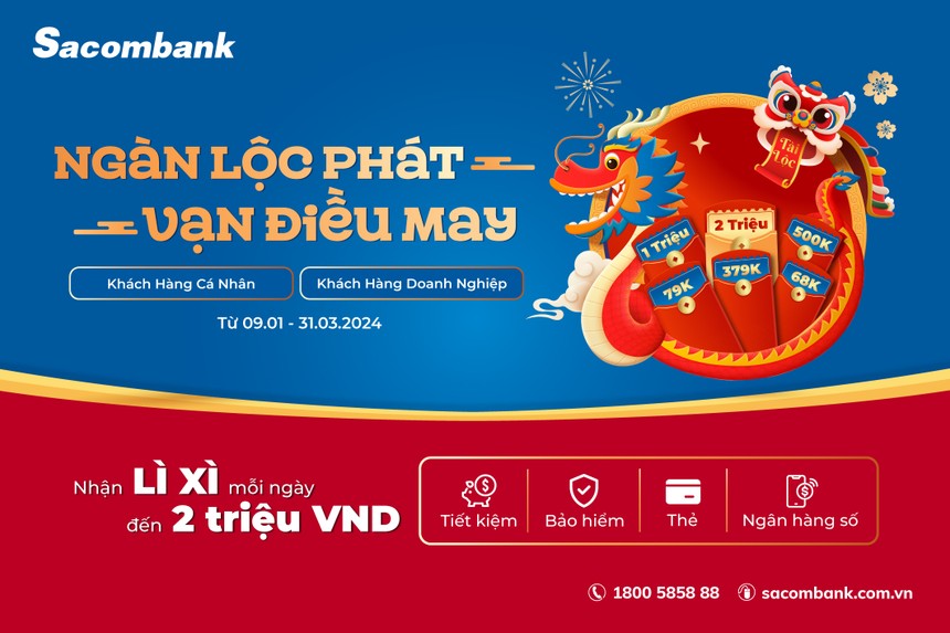 “Ngàn lộc phát, vạn điều may” - Sacombank tri ân khách hàng dịp Tết Nguyên đán 2024