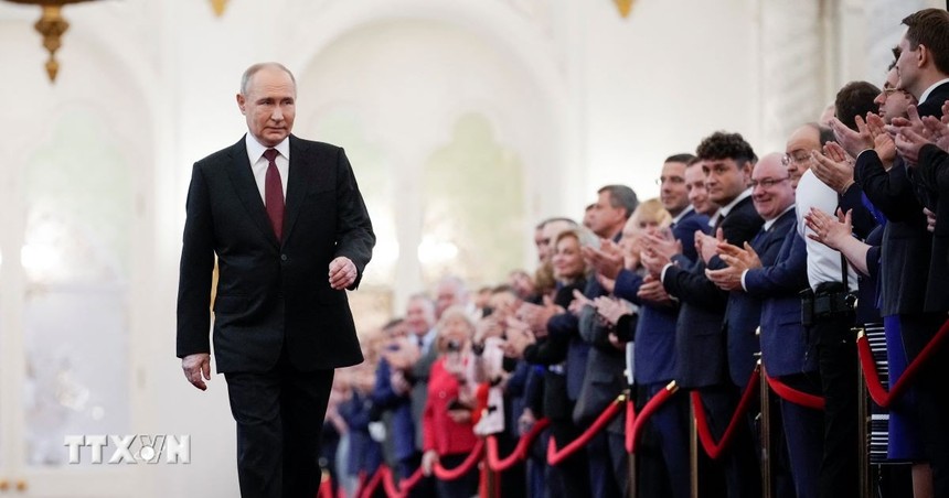 Ông Vladimir Putin tại lễ nhậm chức Tổng thống Liên bang Nga nhiệm kỳ thứ 5 ở Moskva, ngày 7/5. (Ảnh: AFP/TTXVN)