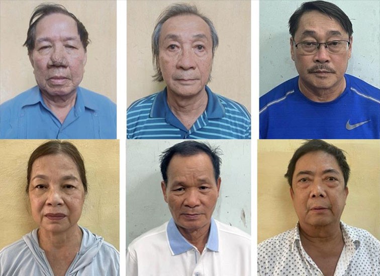Hàng loạt nguyên lãnh đạo tại Tập đoàn Công nghiệp Cao su Việt Nam và các đơn vị thành viên bị khởi tố do liên quan tới các vi phạm tại khu đất 39-39B Bến Vân Đồn, TP.HCM. Ảnh: BCA