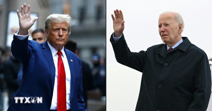 Tổng thống Mỹ Joe Biden (phải) và cựu Tổng thống Donald Trump. (Ảnh: AFP/TTXVN)