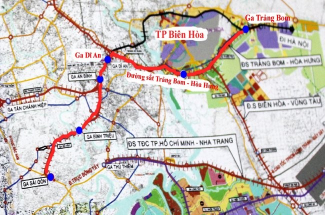 Một số ga đường sắt đầu mối khu vực TP.HCM.