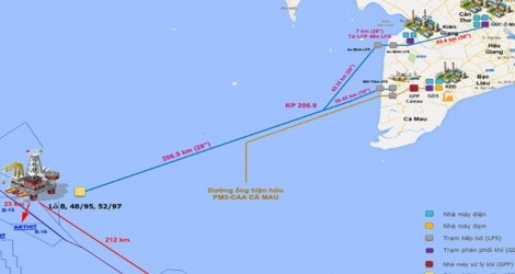 Sơ đồ chuỗi dự án khí điện Lô B - Ô Môn