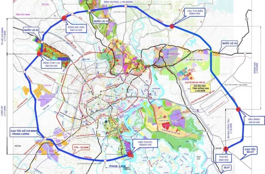 Hướng tuyến Vành đai 4 TPHCM. (Ảnh: Sở GTVT TP.HCM).