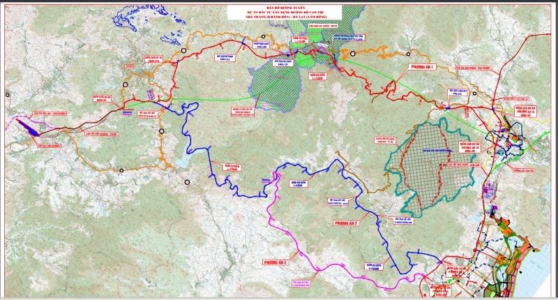 Bình đồ hướng tuyến cao tốc Nha Trang - Đà Lạt.