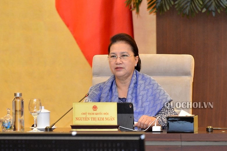Chủ tịch Quốc hội Nguyễn Thị Kim Ngân phát biểu tại phiên thảo luận.