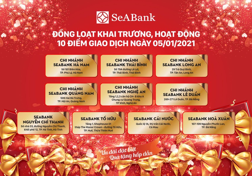 SeABank đồng loạt khai trương và hoạt động 10 điểm giao dịch mới