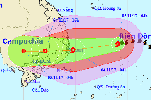 Dự báo đường đi của bão số 12