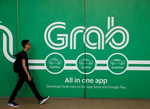 Bên ngoài văn phòng của Grab tại Singapore. Ảnh: Reutes