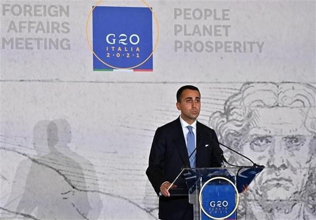 Ngoại trưởng Italy Luigi di Maio tại cuộc họp báo ở Matera (Italy), ngày 29/6/2021. (Ảnh: THX/TTXVN).