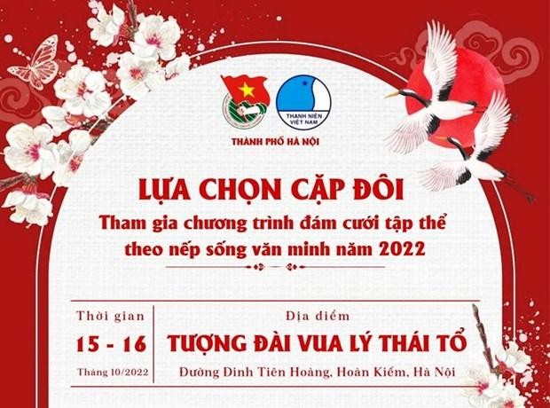 Đám cưới tập thể sẽ diễn ra vào ngày 15-16/10. (Nguồn: Thành Đoàn Hà Nội)