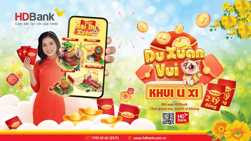 Mở app HDBank, chơi game vui khu lì xì “khủng”.