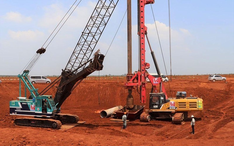 Thi công móng cọc Nhà ga hành khách sân bay Long Thành.