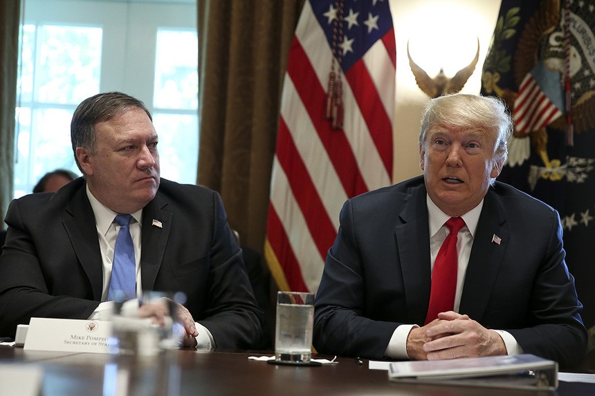 Ngoại trưởng Mỹ Mike Pompeo và Tổng thống Mỹ Donald Trump. Ảnh: Getty Images.