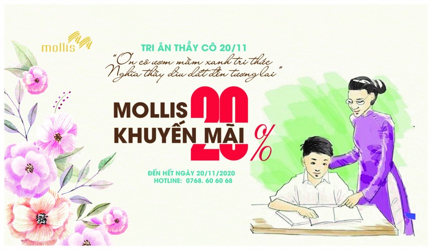 Mollis khuyến mãi mừng ngày Nhà Giáo Việt Nam 20/11