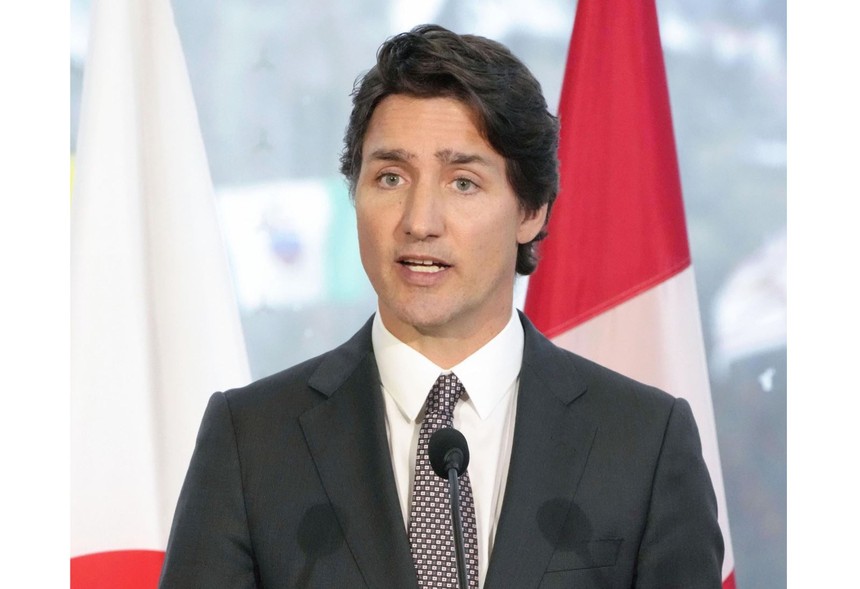 Thủ tướng Canada Justin Trudeau trong cuộc họp báo tại Ottawa. Ảnh: Kyodo/TTXVN