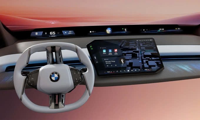 Thiết kế màn hình hiển thị và vô-lăng mới của BMW ra mắt tại CES 2025. Ảnh: BMW 