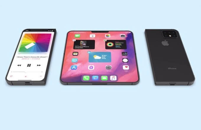 Một concept iPhone gập tương tự Samsung Galaxy Fold. Ảnh:Techeblog 