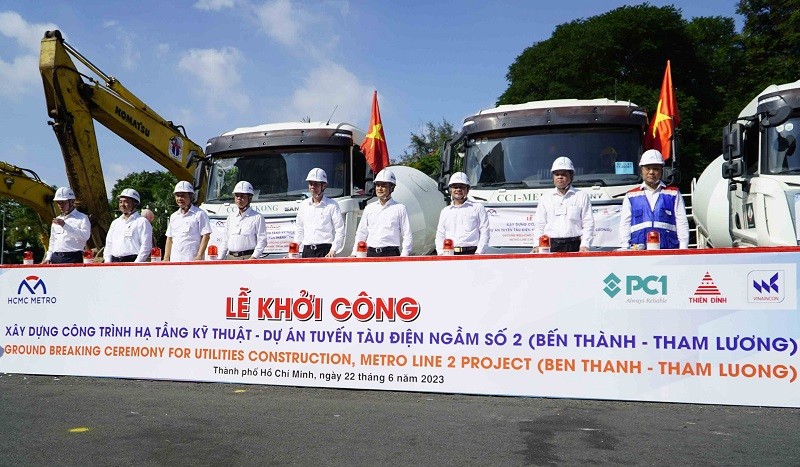 Tuyến metro số 2 đã tiến hành khởi công xây dựng phần hạ tầng kỹ thuật vào tháng 6/2023 và hoàn thành di dời hạ tầng vào quý III/2025 - Ảnh:Lê Toàn