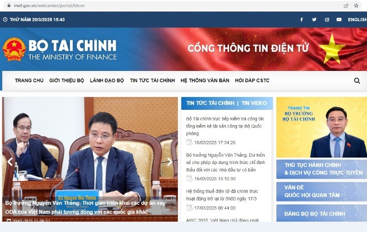 Cổng thông tin điện tử Bộ Tài chính đứng đầu về lượng truy cập.