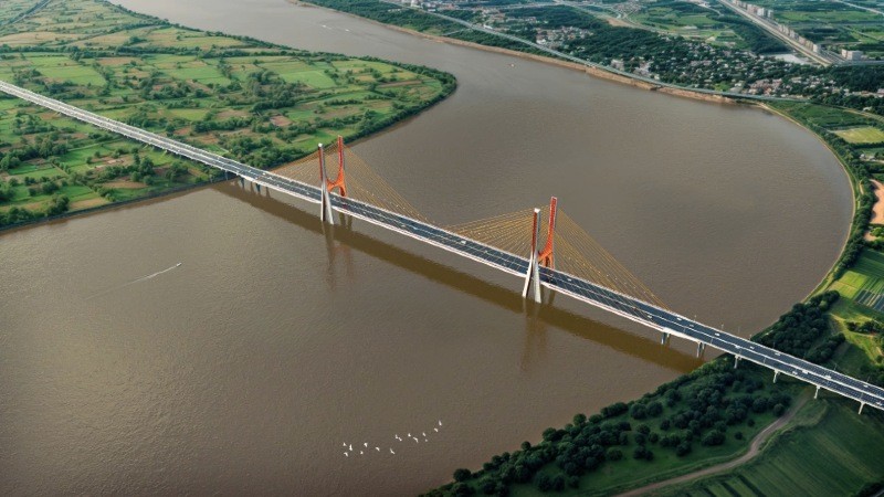 Mô hình phương án đạt giải nhất cuộc thi kiến trúc cầu Ngọc Hồi do Thành phố Hà Nội công bố. Ảnh: Sở Quy hoạch Kiến trúc