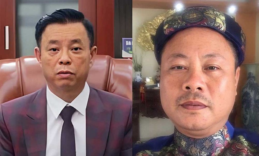 Phạm Văn Cách, cựu Chủ tịch Công ty Dược Sơn Lâm và Nguyễn Mạnh Quyền, cựu Chủ tịch Công ty LanQ (bên phải)