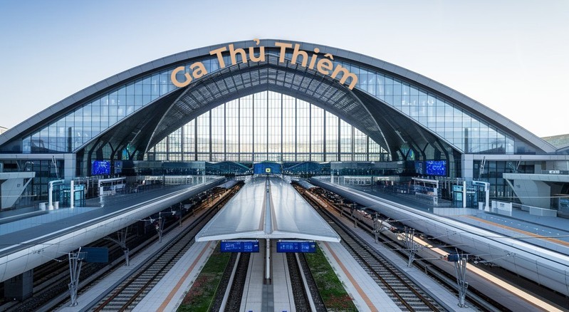 Phối cảnh ga Thủ Thiêm thuộc tuyến đường sắt Thủ Thiêm - Long Thành.