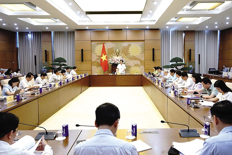 Toàn cảnh phiên thẩm tra sơ bộ Dự án Luật Phá sản (sửa đổi) của Thường trực Ủy ban Kinh tế và Tài chính của Quốc hội. Ảnh: Cao Hoàng