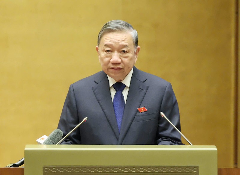 Tổng Bí thư Tô Lâm phát biểu tại Quốc hội - Ảnh: Duy Linh.