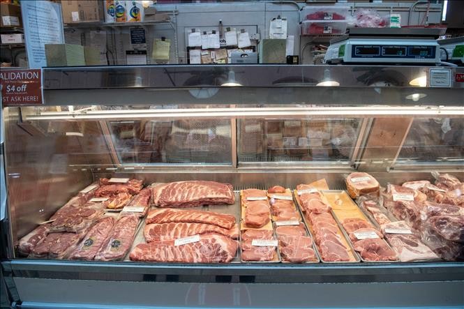 Thịt lợn được bày bán tại một cửa hàng ở Washington, DC, Mỹ. Ảnh minh họa: AFP/TTXVN
