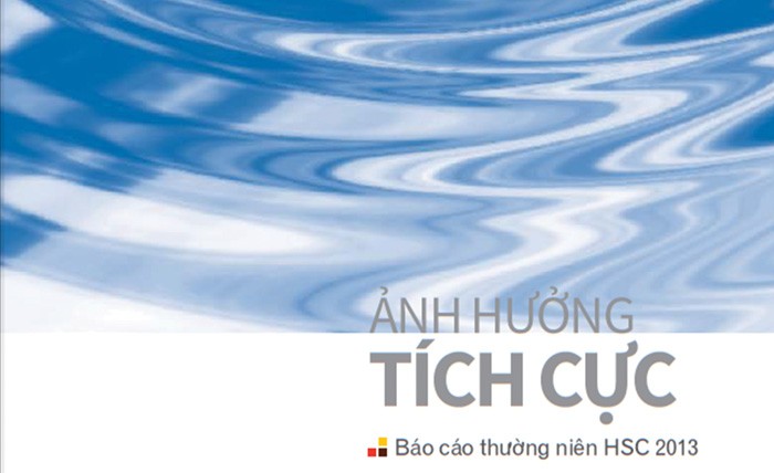 Trang bìa BCTN của HSC với hình ảnh các vòng tròn tạo sóng thể hiện sự lan tỏa tích cực từ các hoạt động của Công ty
