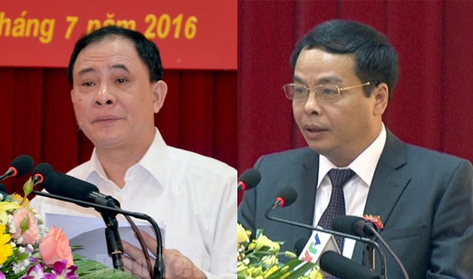 Bí thư Tỉnh ủy Yên Bái Phạm Duy Cường (trái) và Chủ tịch HĐND tỉnh, kiêm Trưởng ban Tổ chức Tỉnh ủy Yên Bái Ngô Ngọc Tuấn (phải)