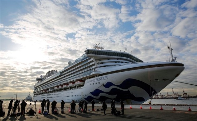 Tàu du lịch Diamond Princess neo đậu tại bến tàu Daikoku Pier ở thành phố Yokohama vào ngày 7 tháng 2 năm 2020. Nguồn ảnh: Reuters