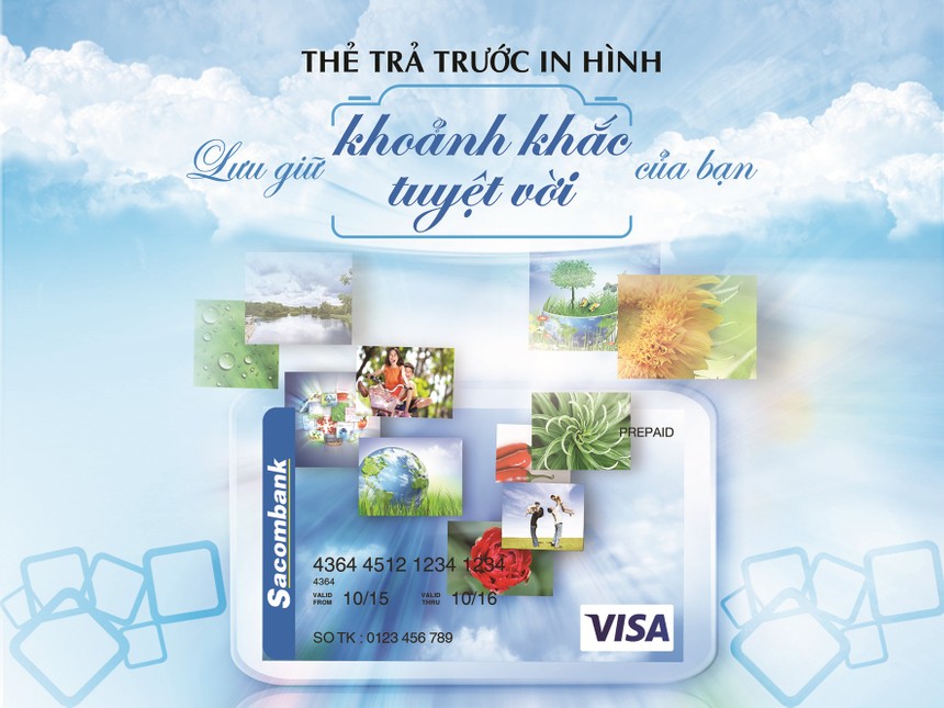 Sacombank phát hành thẻ trả trước quốc tế in hình