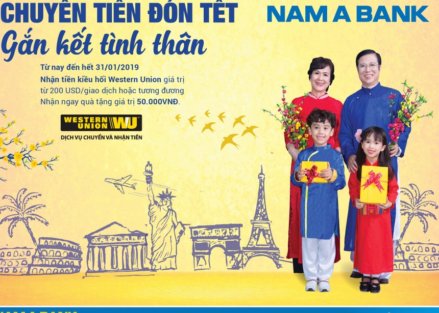 Nam A Bank ưu đãi khách hàng nhận kiều hối