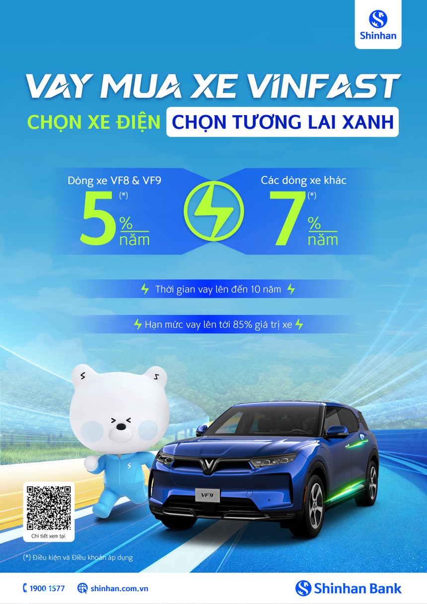 Ngân hàng Shinhan triển khai ưu đãi vay mua xe VinFast lãi suất từ 5%