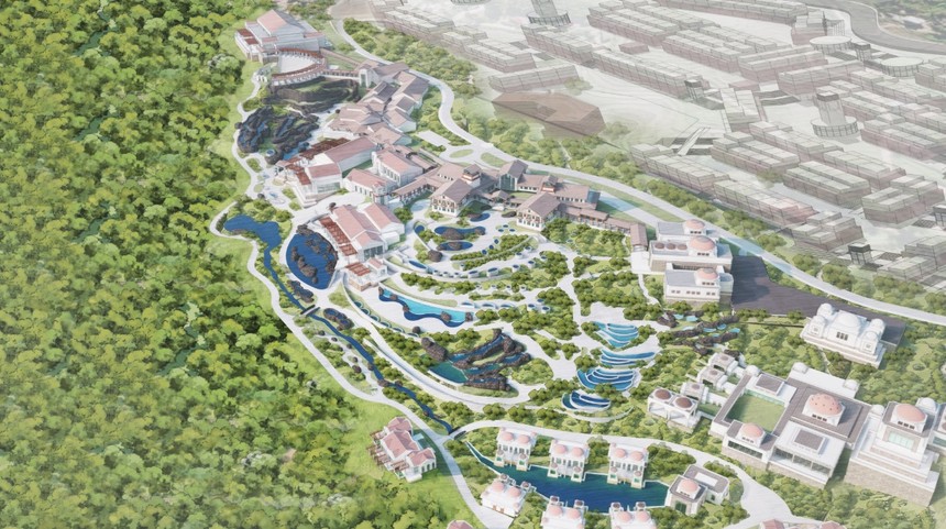 Công viên suối khoáng nóng nằm trong tổ hợp dự án của Sun Group tại Kim Bôi, Hòa Bình.