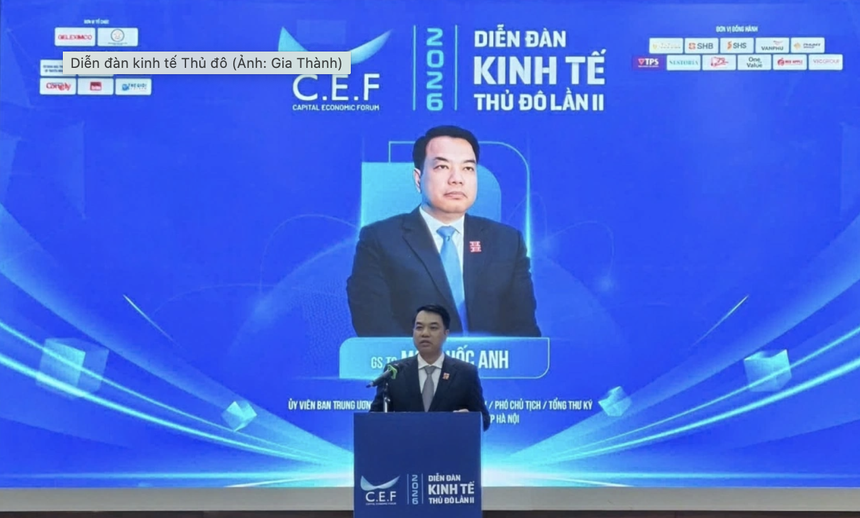 TS Mạc Quốc Anh, Phó Chủ tịch kiêm Tổng Thư ký Hiệp hội Doanh nghiệp nhỏ và vừa thành phố Hà Nội (HANOISME) phát biểu tại sự kiện