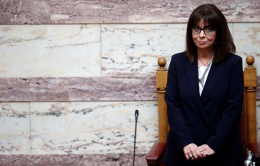 Bà Katerina Sakellaropoulou tại lễ tuyên thệ nhậm chức Tổng thống Hy Lạp trước Quốc hội ở Athens ngày 13/3/2020. (Ảnh: AFP/ TTXVN)
.