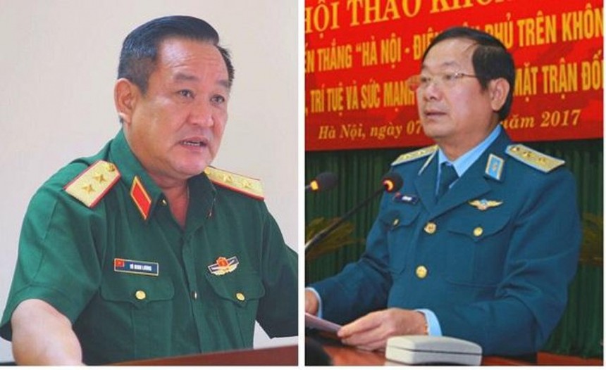 Trung tướng Võ Minh Lương (trái) và Thượng tướng Lê Huy Vịnh.