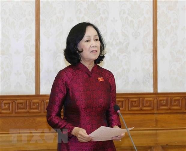 Đồng chí Trương Thị Mai, Ủy viên Bộ Chính trị, Trưởng Ban Tổ chức Trung ương. (Ảnh: Phương Hoa/TTXVN).
