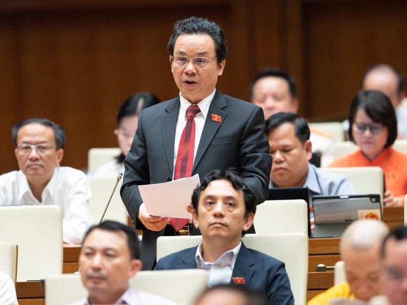 Đại biểu Hoàng Văn Cường phát biểu tại hội trường.