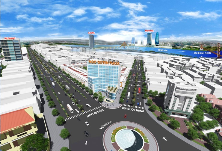 Phối cảnh Dự án Ngo Quyen Trade Center. Thông tin dự án: CTCP Đất Xanh Miền Trung: 422 đường 2/9, quận Hải Châu, TP. Đà Nẵng. Hotline: 0932 43 63 83. Website: datxanhmientrung.com